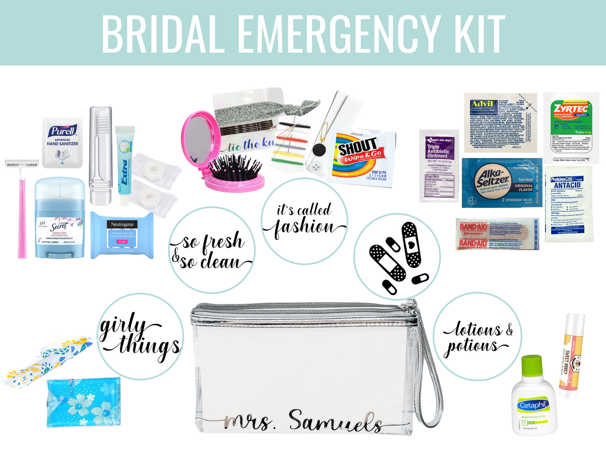 Personalized Bridal Emergency Kit, Wedding Day Emergency Kit