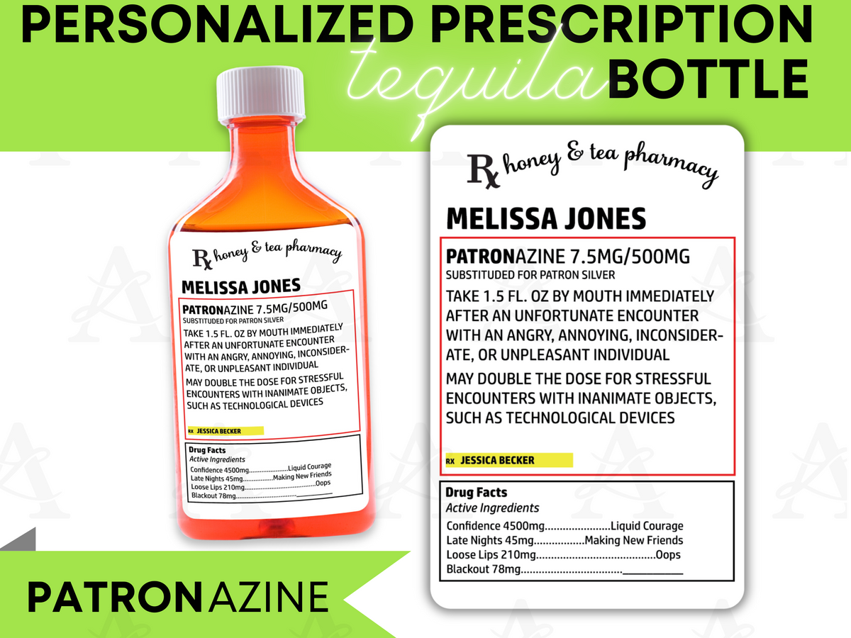 Personalized Prescription Alcohol Bottle, Tequila Gift, RX Tequila, Pe ...