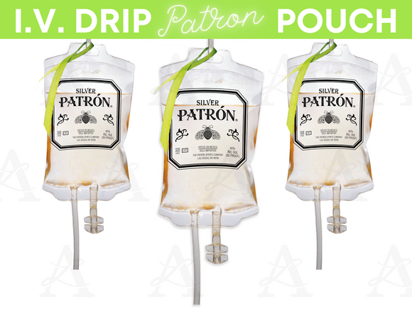 Patron I.V. Drip Therapy Drink Pouch, Tequila Drink Pouch, IV Drip Drink Bag, Cocktail IV, Tequila Glasses