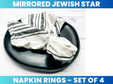 Silver Mirrored Acrylic Star of David Napkin Ring, Magen David Napkin Rings, Jewish Star Napkin Rings, Judaica, Shabbat Gifts