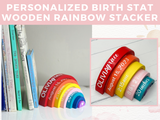 Personalized Wooden Rainbow Arch Birth Stat Stacker, Baby Announcement, Unique Baby Gift, Christening Gift, Baby Girl Gift