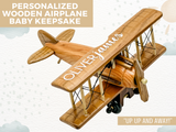 Personalized Wooden Airplane, Unique Baby Gift, Montessori Toy, Wooden Name Sign, Baby Bris Gift, Gift for Godson