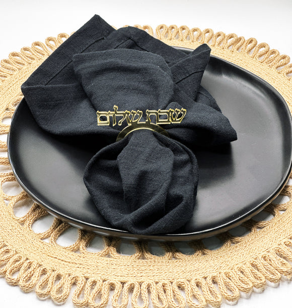 Mirrored Gold Shabbat Shalom Napkin Rings, Acrylic Napkin Rings, Shabbat Hostess Gift, Dinner Tablescape, Lucite Hebrew decor, Sabbath Gifts