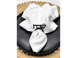 Black Acrylic Shabbat Dinner Napkin Rings, Shabbat Hostess Gift, Lucite Hebrew decor, Shabbat Gifts, Jewish Dinner Tablescape