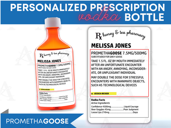 Personalized Prescription Grey Goose Bottle, RX Vodka, Personalized Vodka Gift,  Funny Vodka Medicine, RX Alcohol