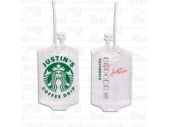 Personalized Caffeine I.V. Pouch, Personalized Coffee I.V. Bag, Coffee Drink Cup, DIY Gift Ideas, Coffee Lovers Gift, Nurse, Student Gift
