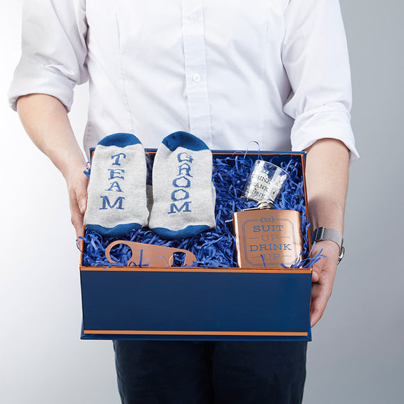 Navy & Copper Will You Be My Groomsman Kit Gift Box