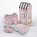 "Welcome Home Baby!" 3-Piece Layette Set in Keepsake Gift Box (Pink) (Personalization Available)