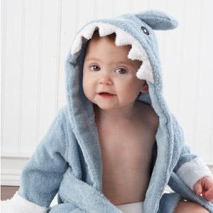 "Let the Fin Begin" Terry Shark Robe (0-9m) (Personalization Available)