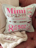 Personalized Birth Announcement Pillow - Birth Stats Pillow